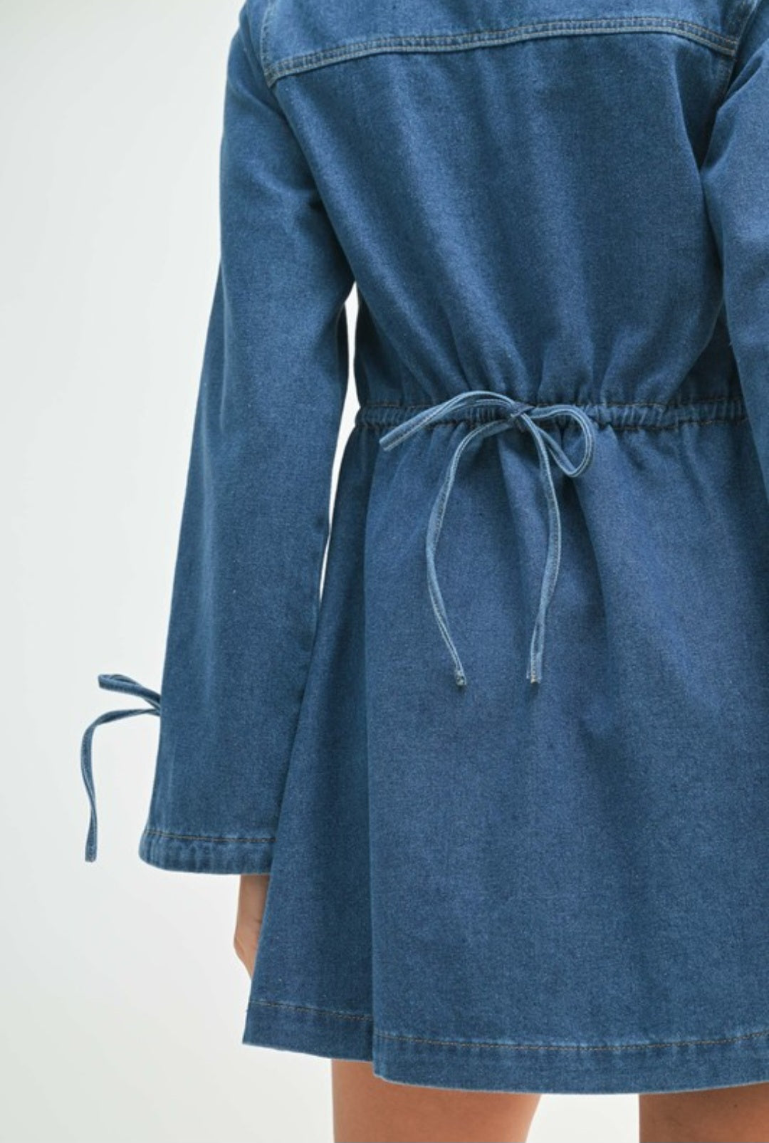 Denim shirt collar mini dress