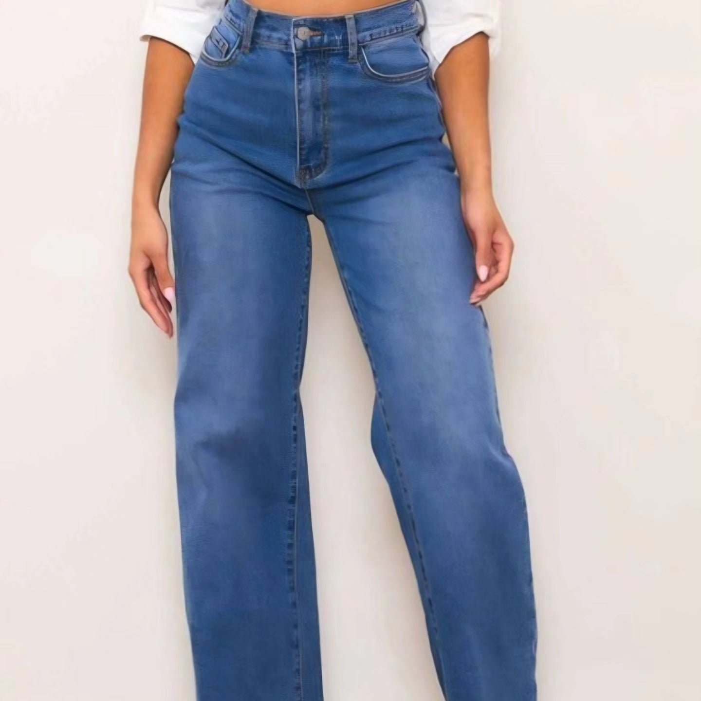 Hi rise wide leg jeans