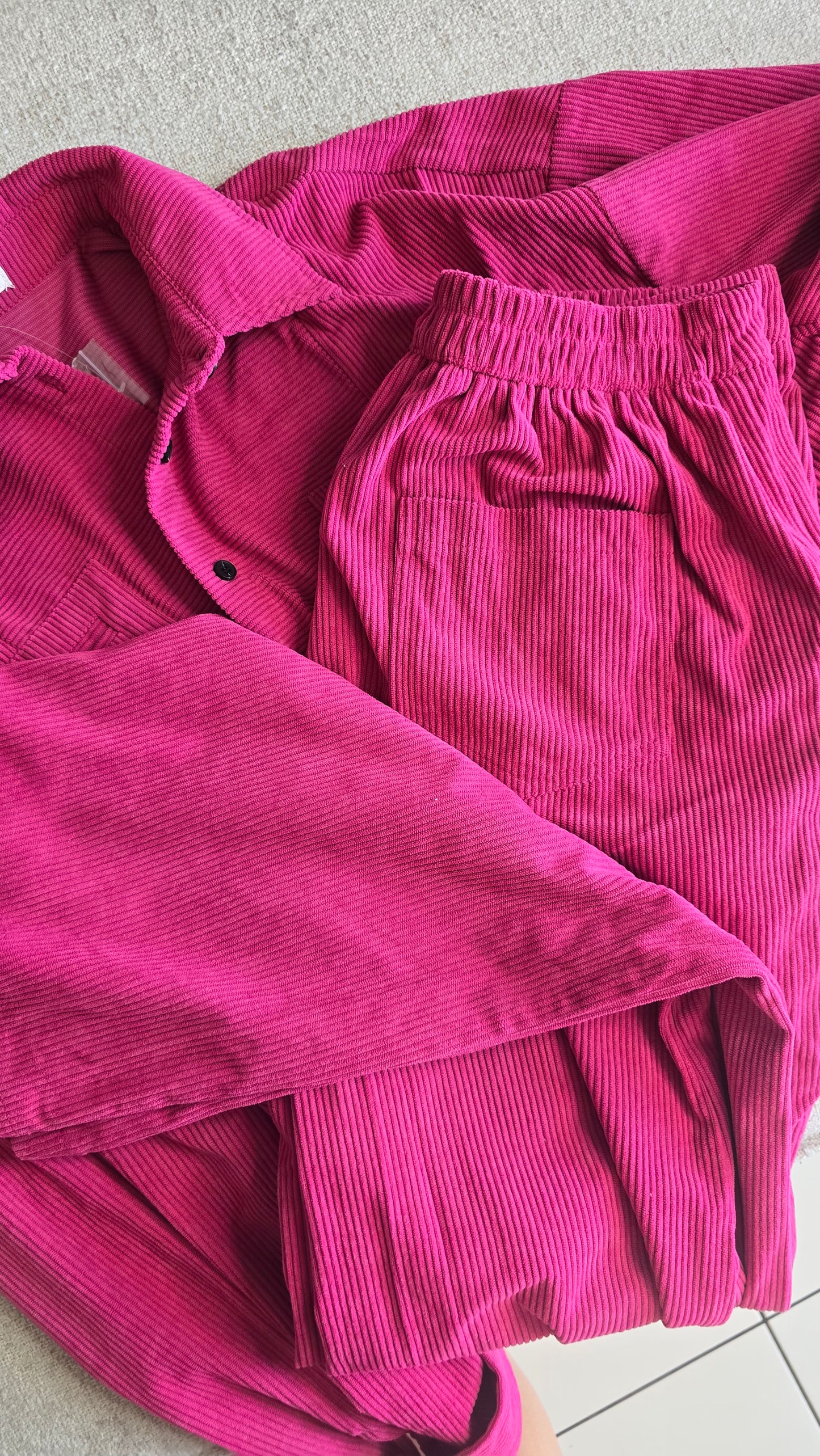 Corduroy long sleeve top and pants set