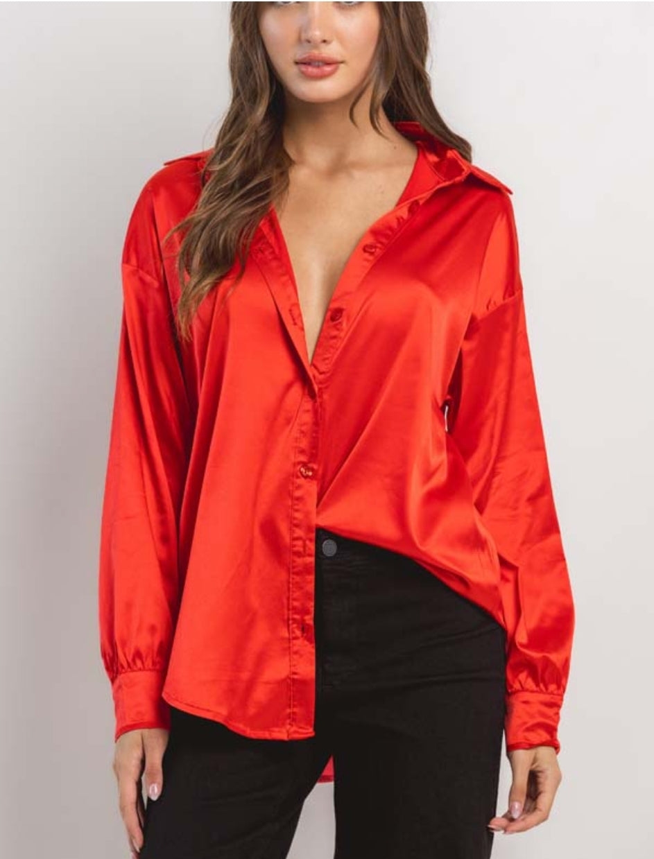 Red satin top