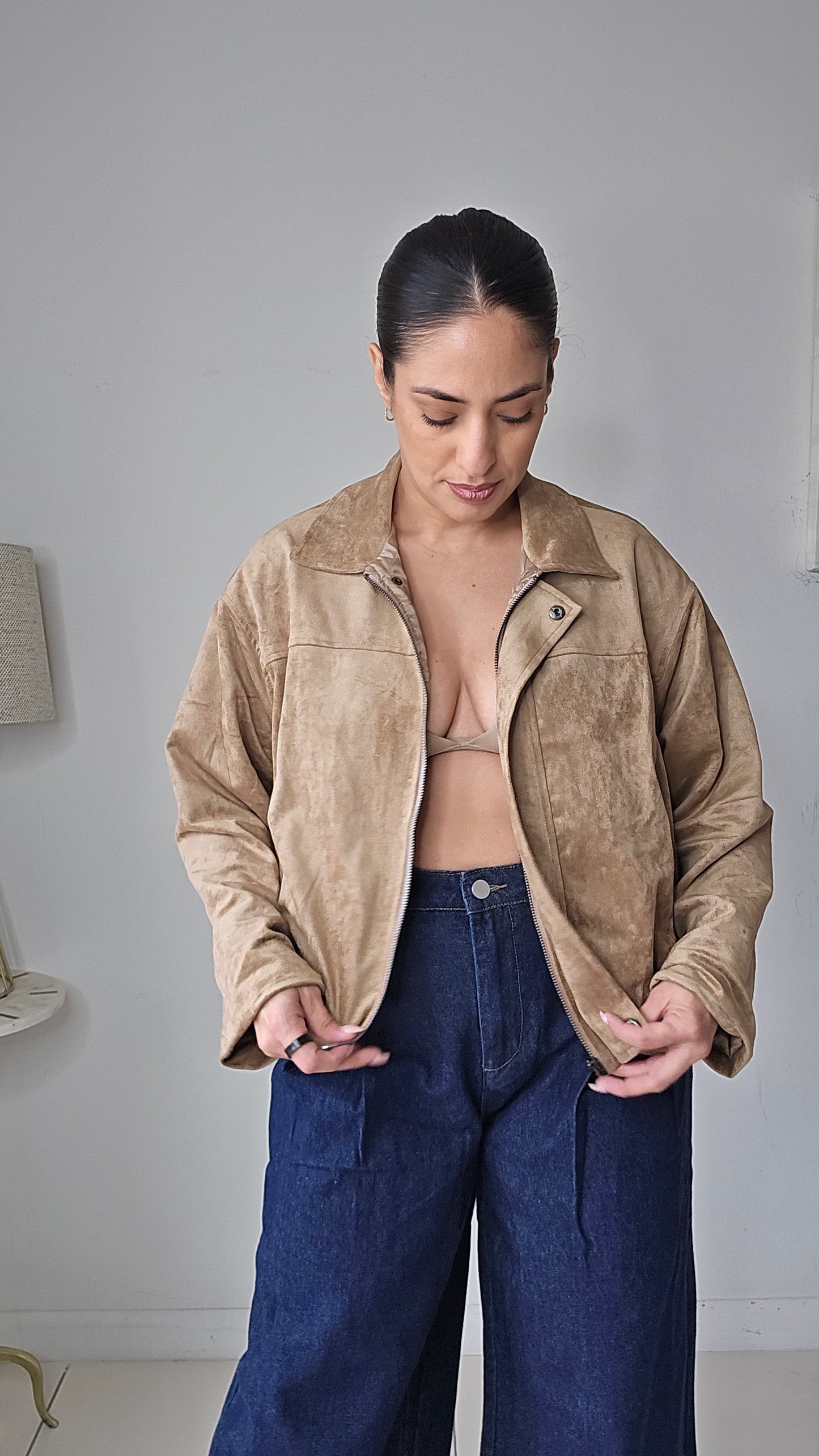 Faux Suede bomber jacket