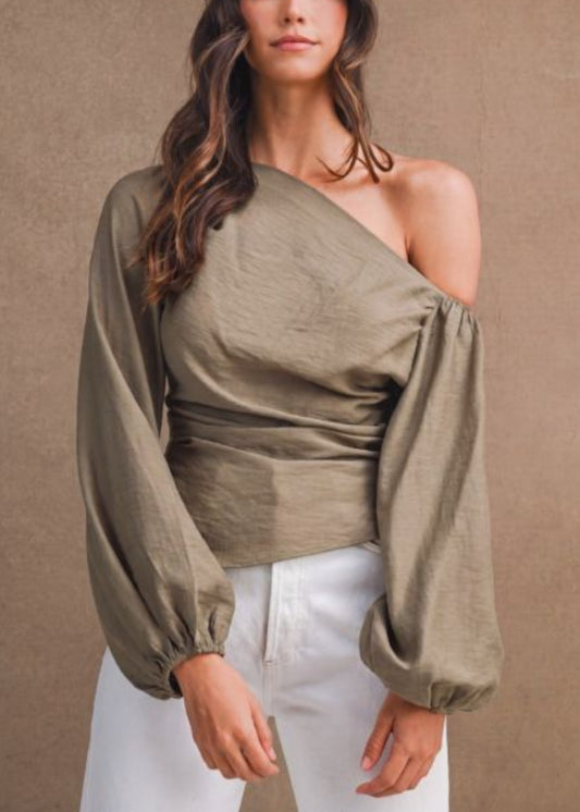Asymmetrical long sleeve top