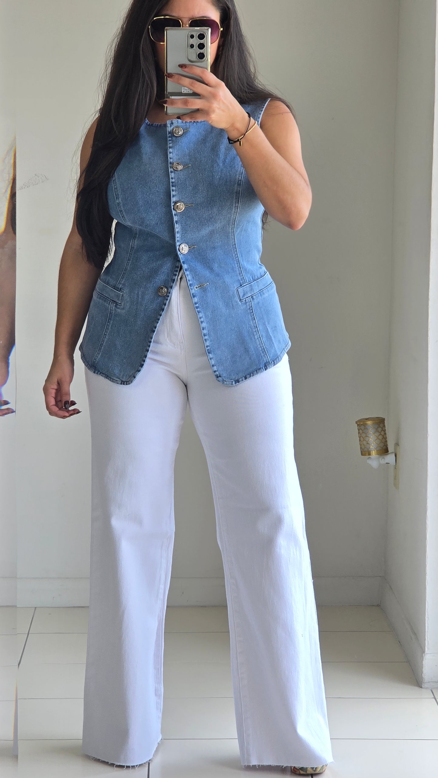 High waisted classic wide leg jeans