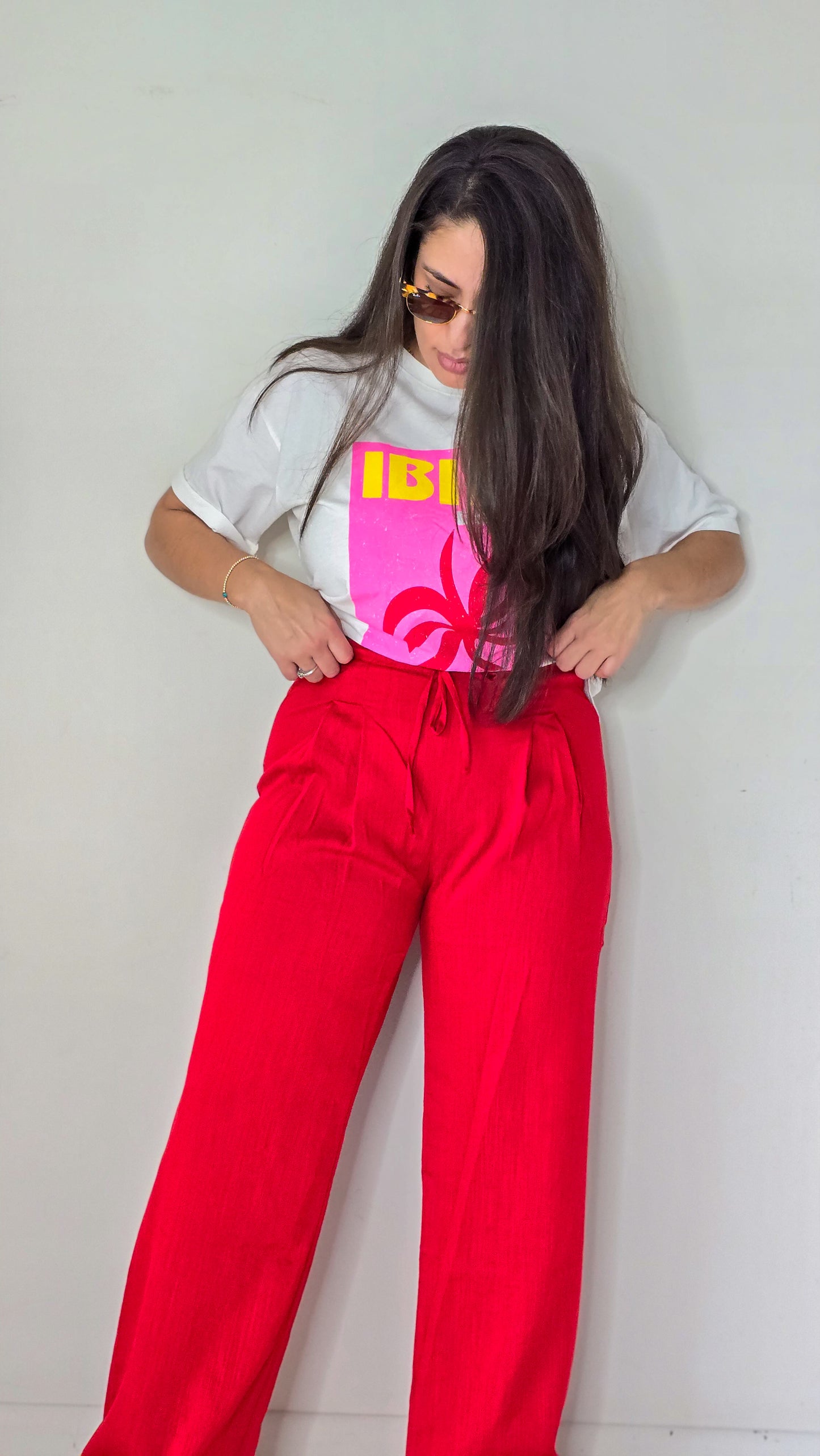 Red drawstring pants