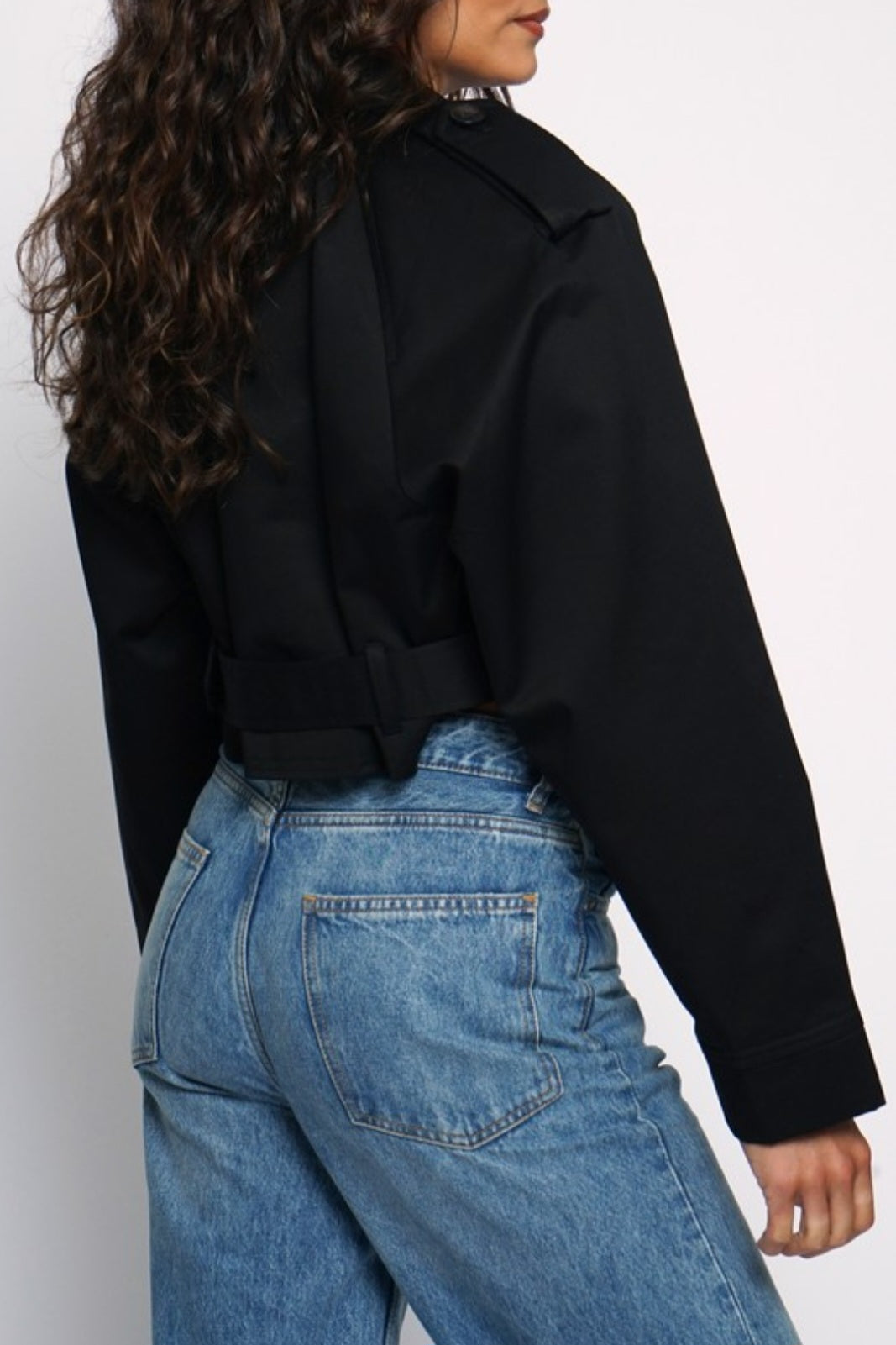 Cropped Black Trenchcoat