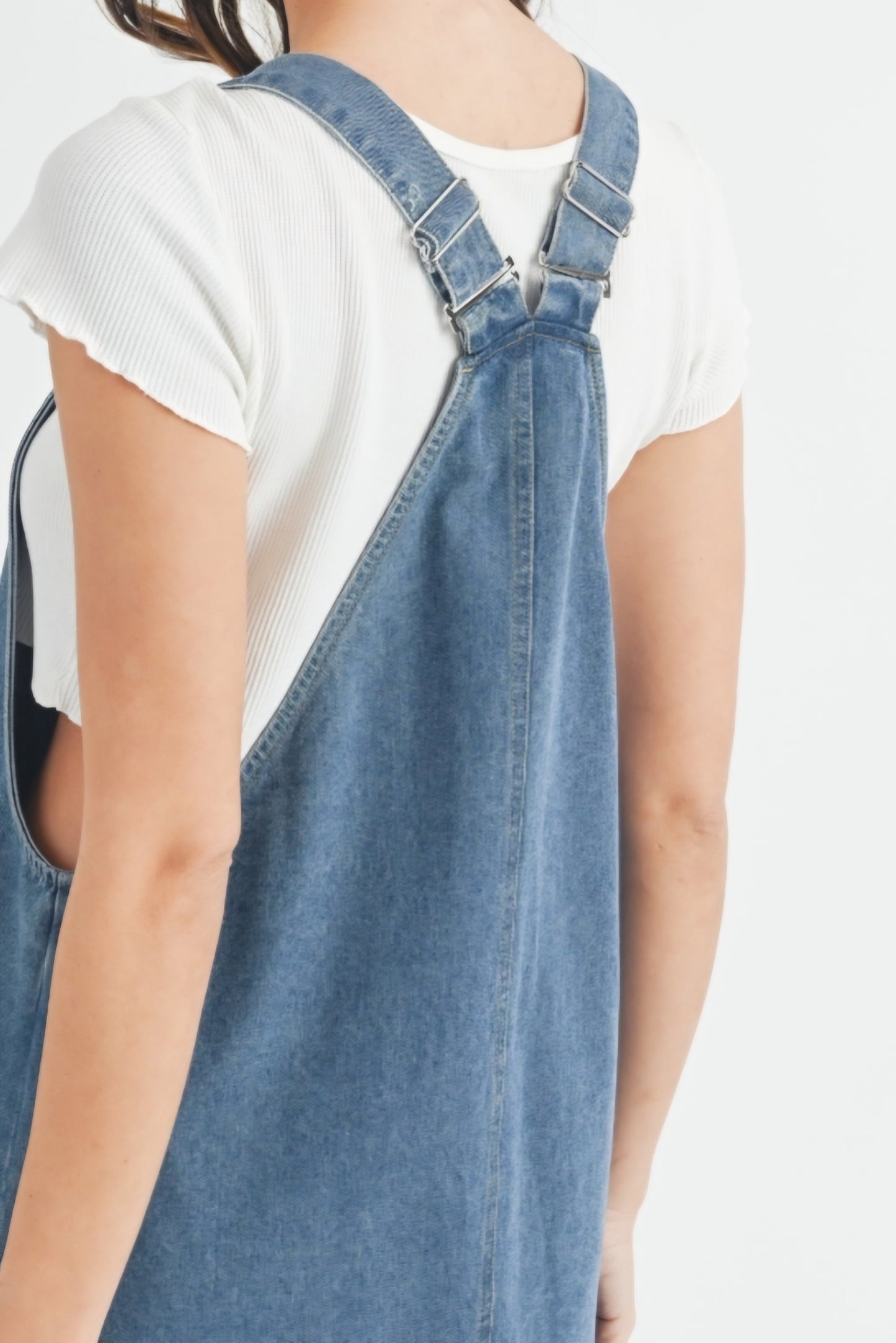 Denim overall mini dress