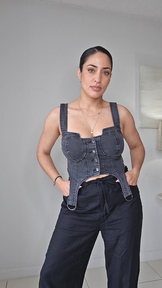 Black denim top