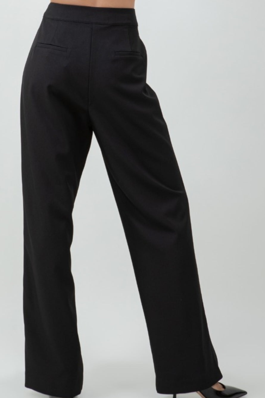 Pleated wrap over adjustable belt trousers