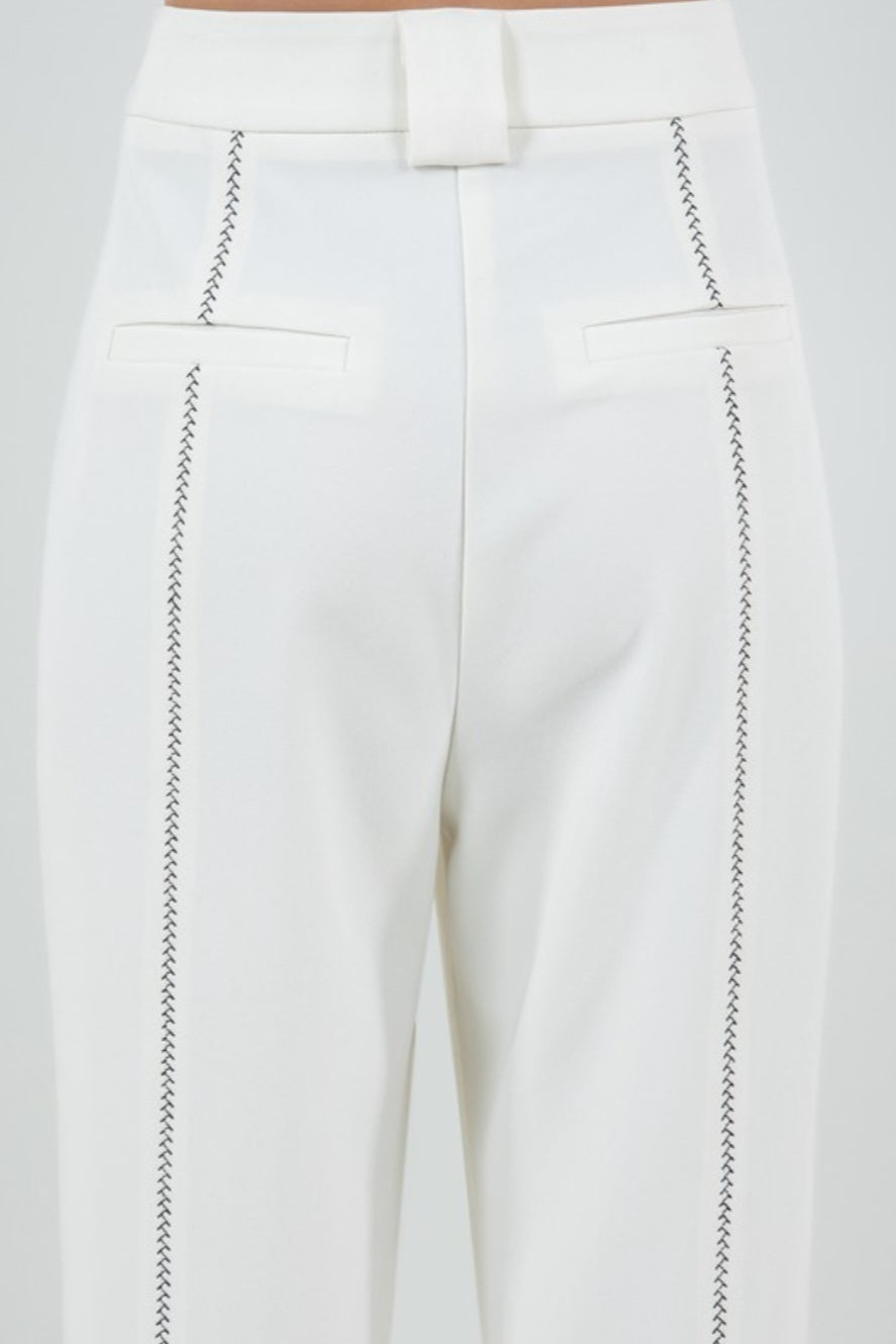 Contrast stitch straight leg trousers [FINAL SALE]