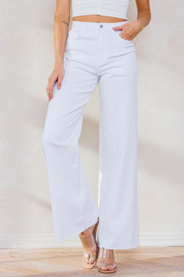 High waisted classic wide leg jeans