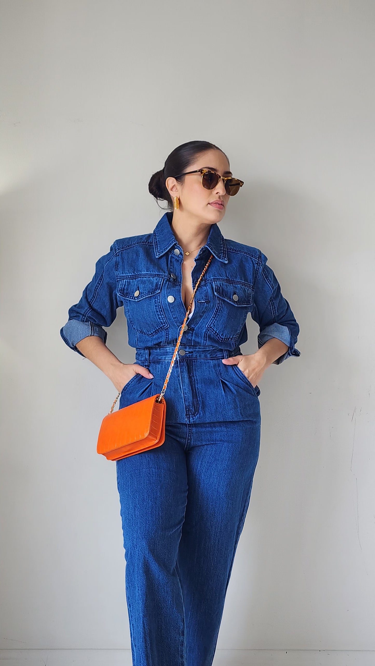 Denim straight leg jumpsuit [read description]