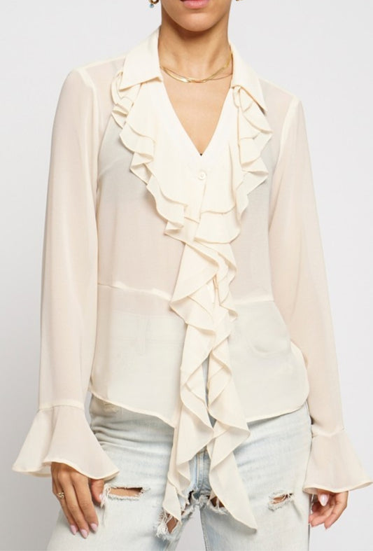 Ruffled long sleeve blouse