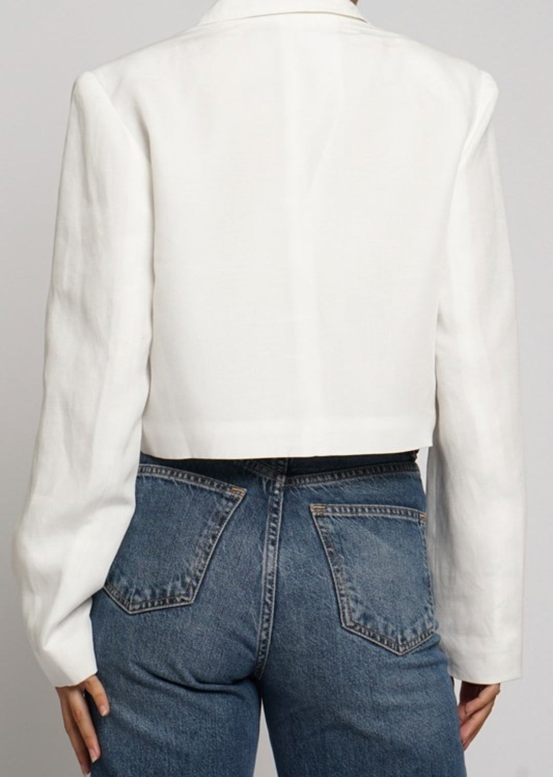 Cropped boxy linen jacket