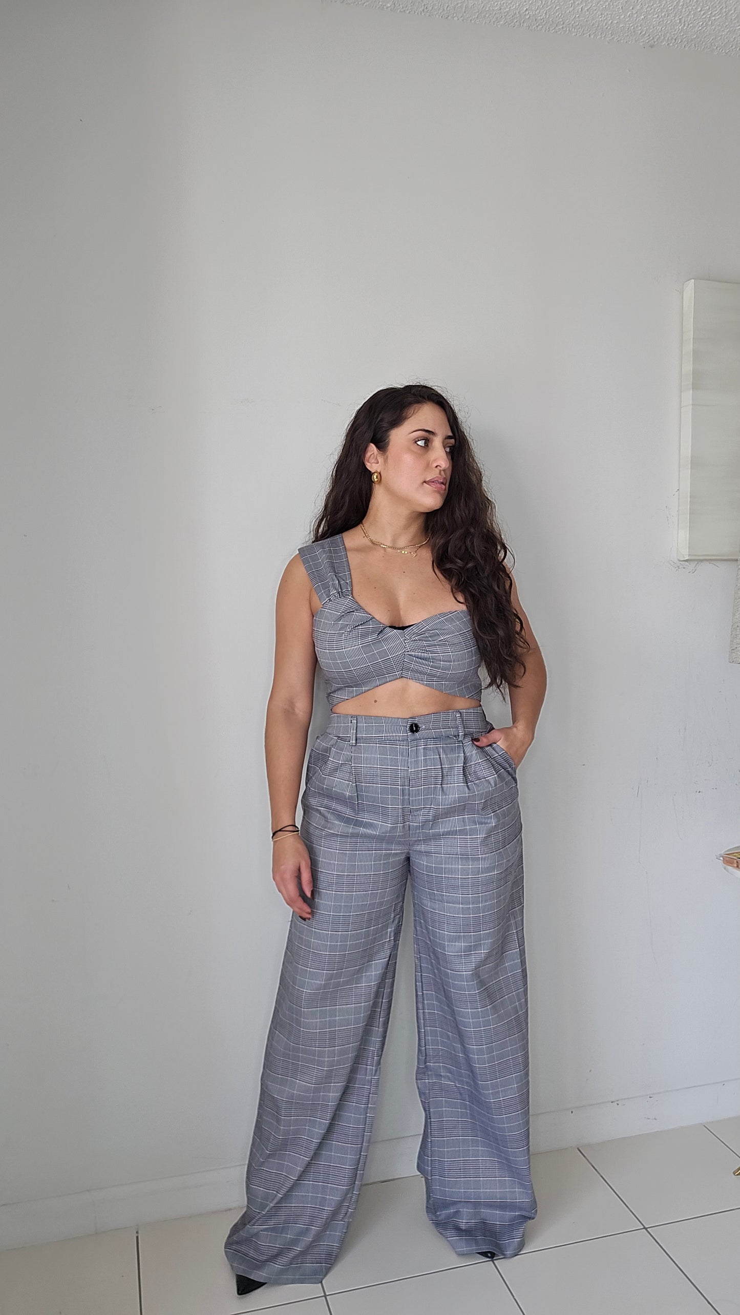 Grey Plaid trousers