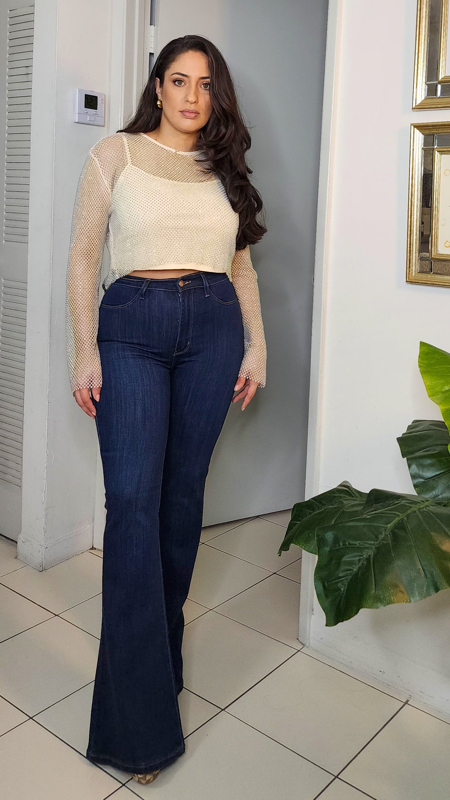 High waisted curvy flare jeans