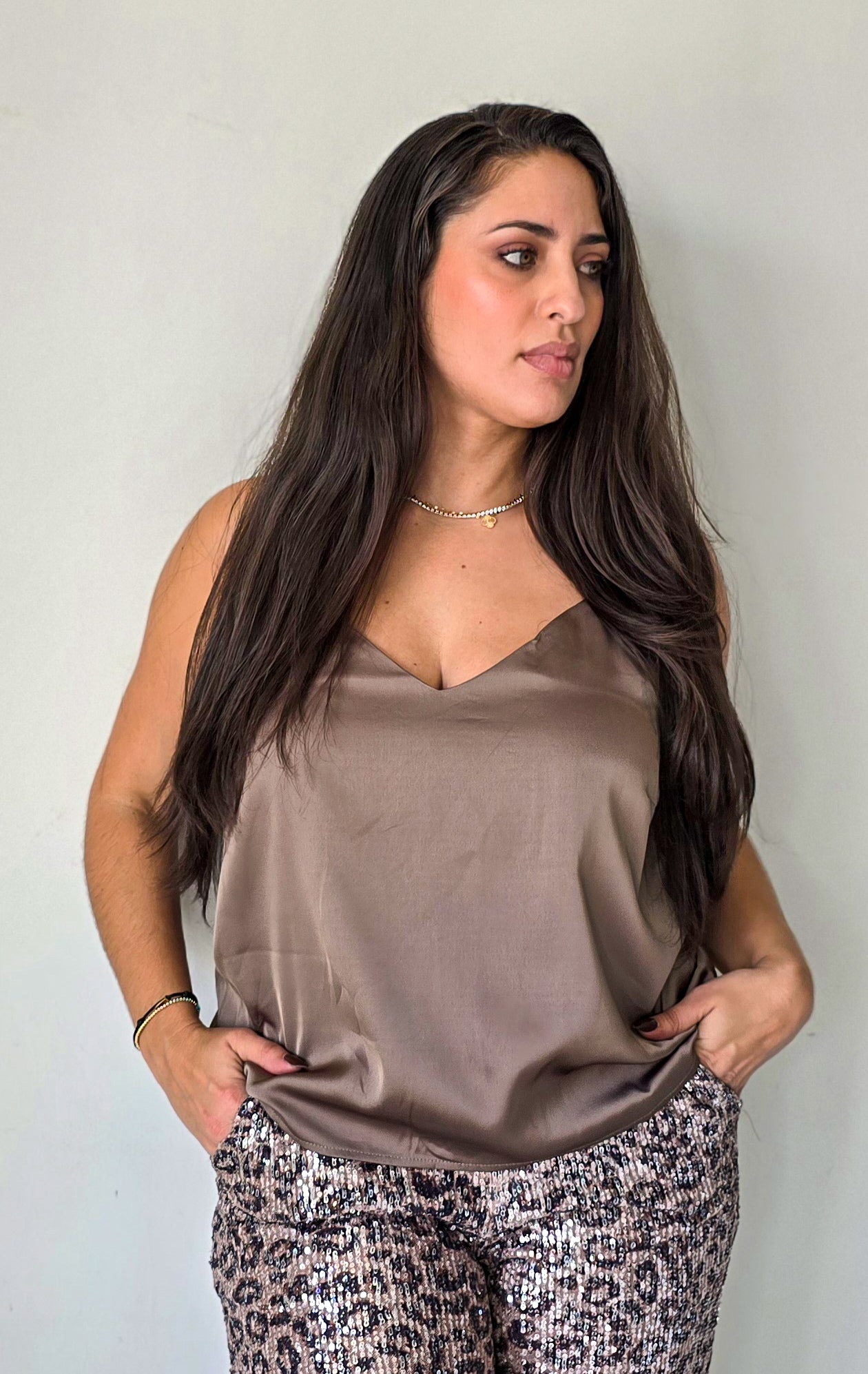 Satin v neck cami top