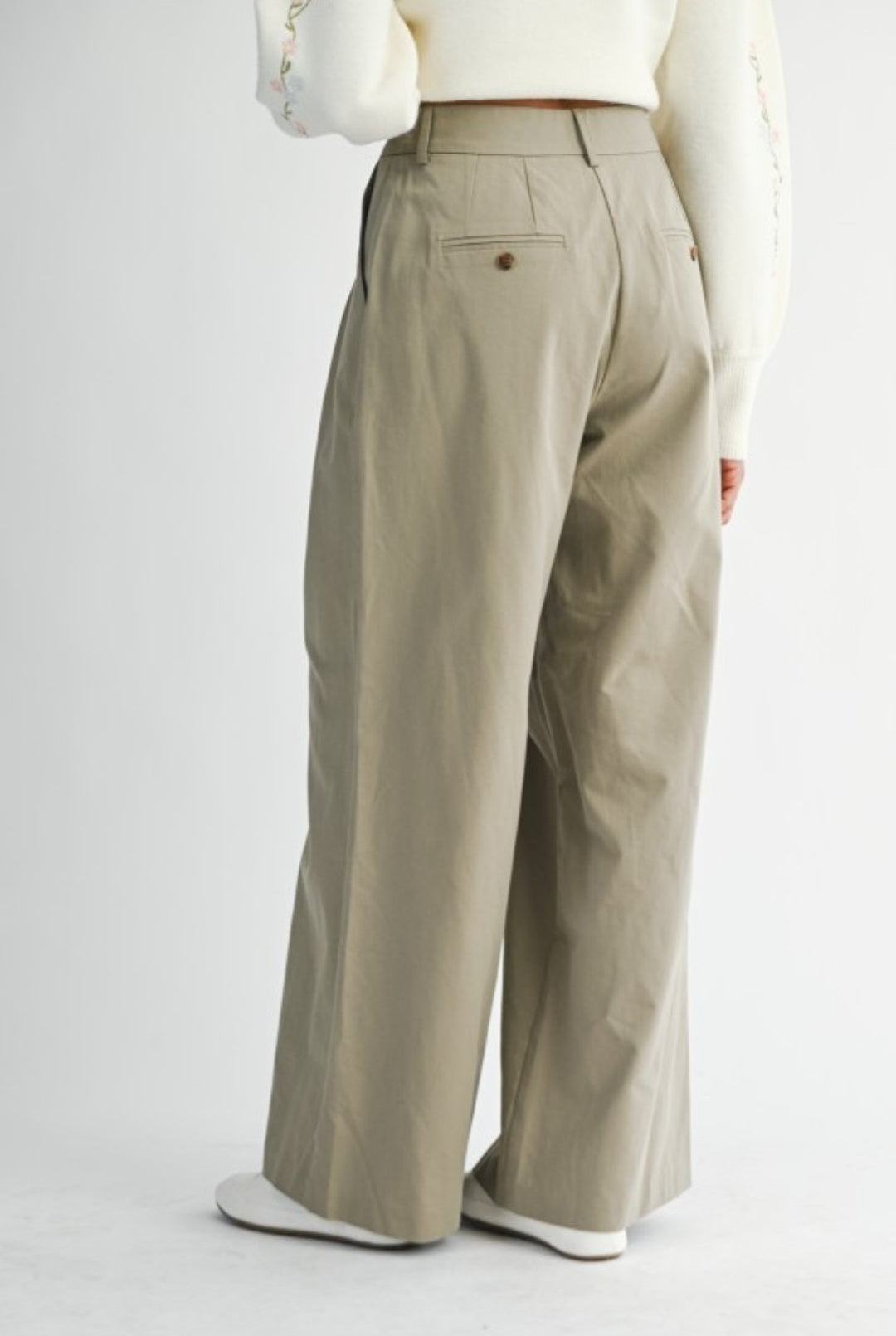 High waist pleated wide leg trousers