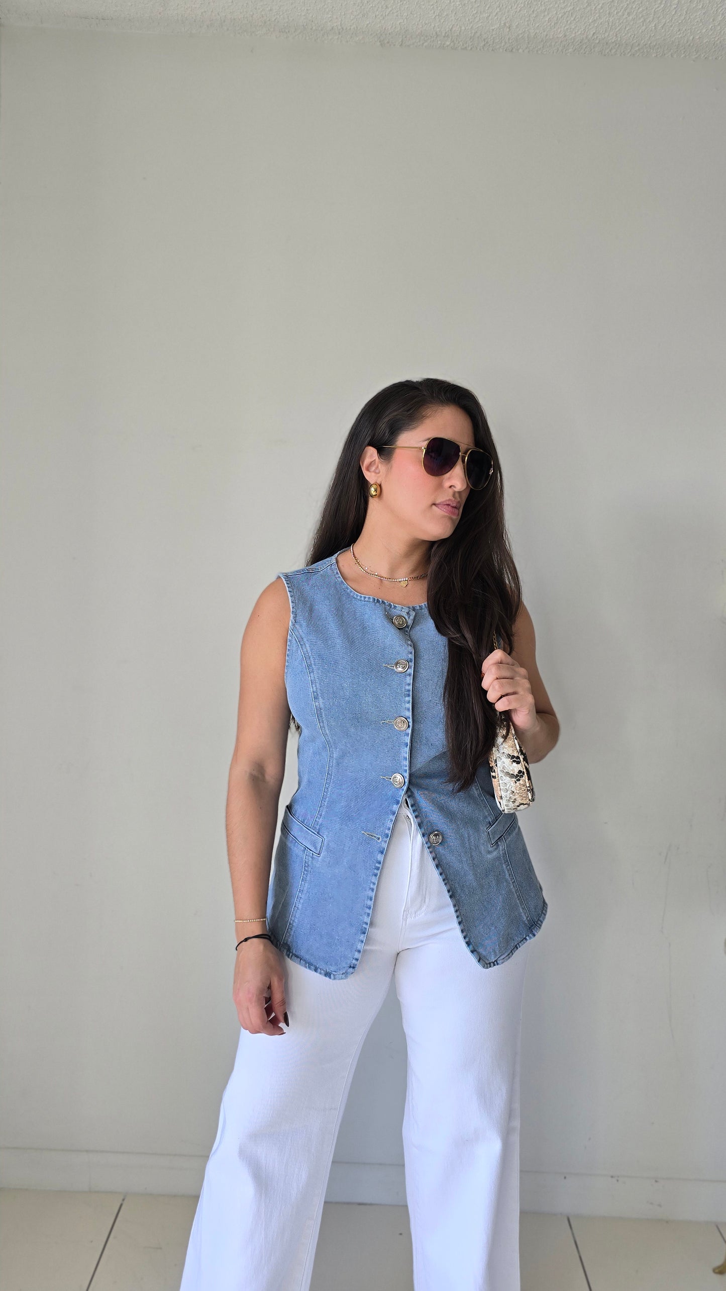 Light denim vest top