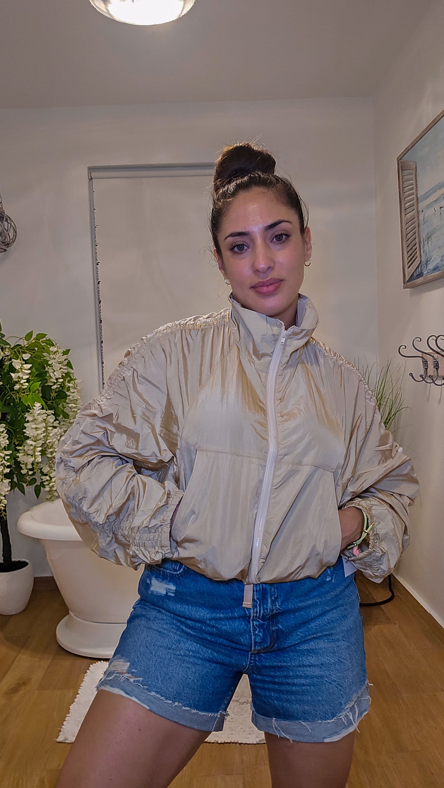 Taupe windbreaker jacket