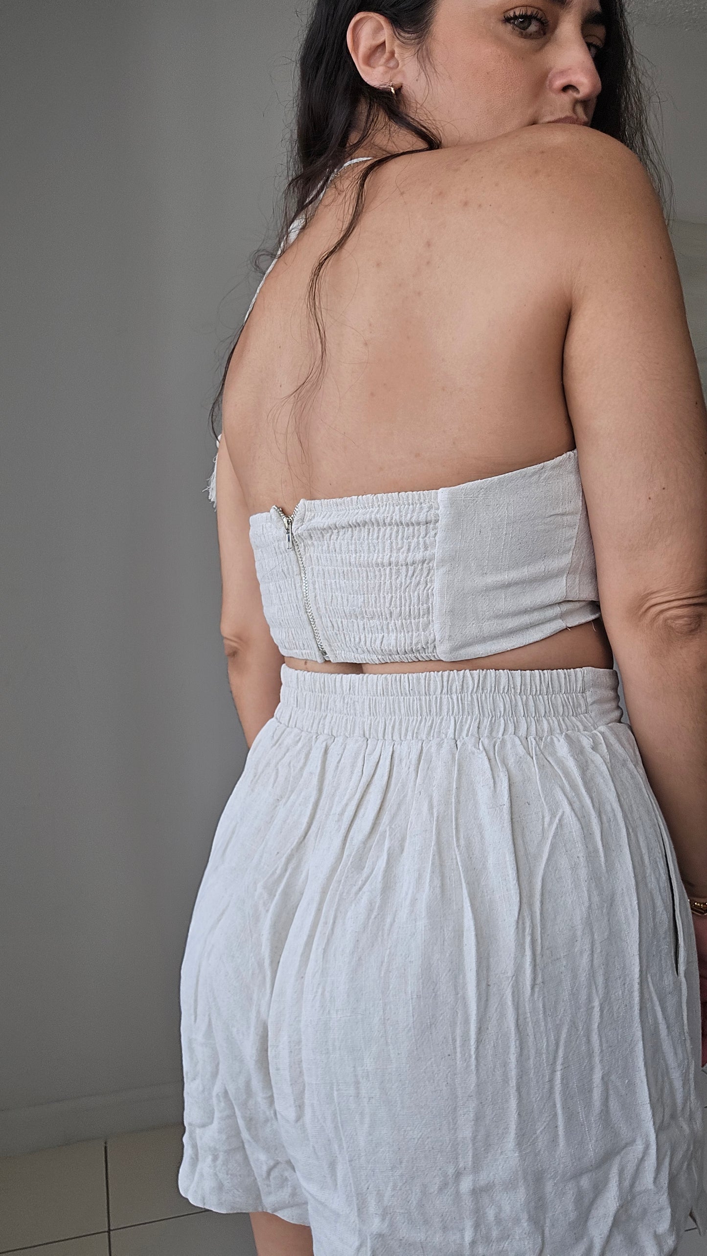 Linen Crop top and shorts set