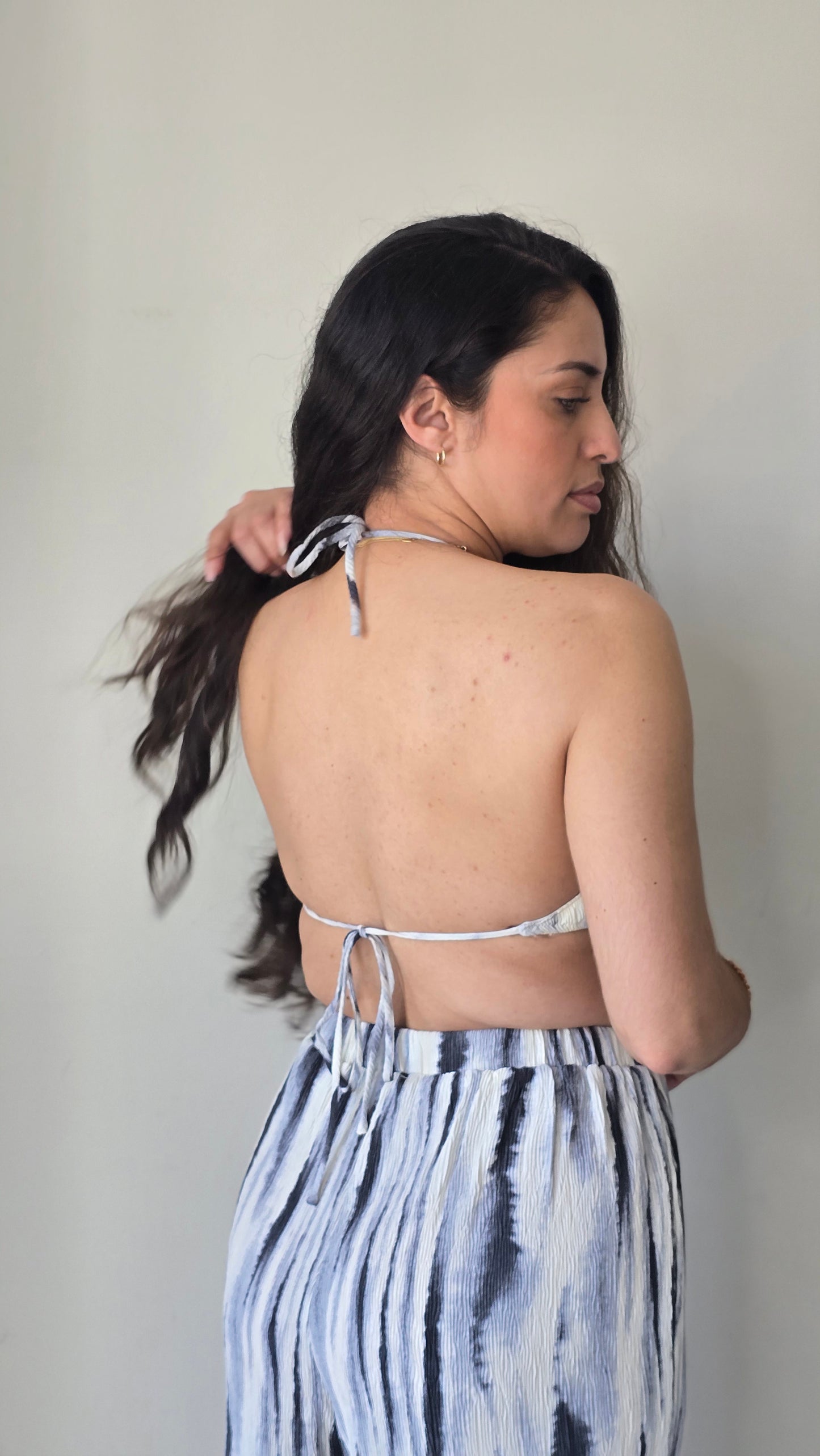 Open back top and pants set