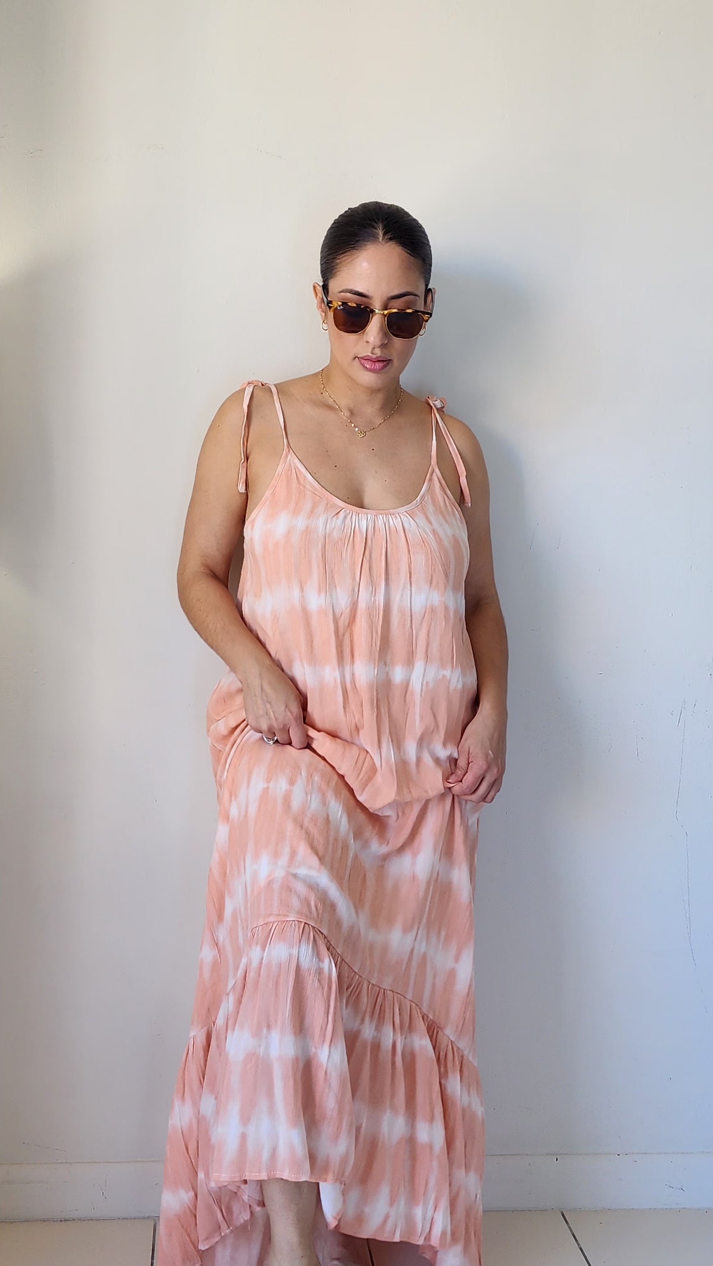 Tie dye gauze Midi dress